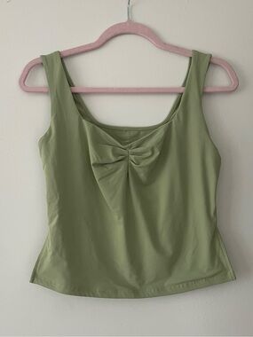 Sleeveless Olive Green Tank Top with Front Knot Detail